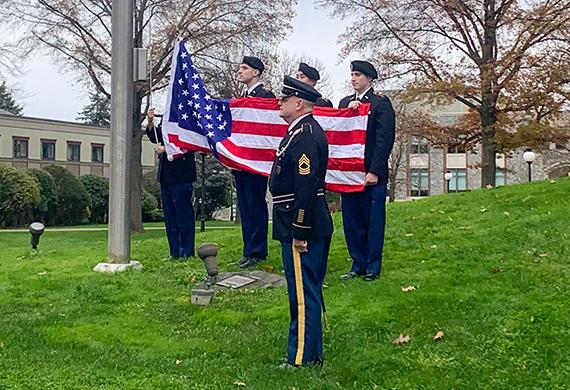 Image of Veterans Day Flag Raising Ceremony on November 10, 2023.